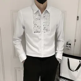 Erkekler Sıradan Gömlek Dikişleri Erkekler Gömlek Uzun Kollu Slim Sıradan Gömlek Sosyal Parti Smokin Erkekler Giyim Sokak Giyim Camisa Masculina 230321