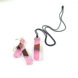 Pendant Necklaces Leanzni Handicraft Solid Wood Resin Linked Necklace Set Fashion Jewelry Gifts For Women's Birthday Party