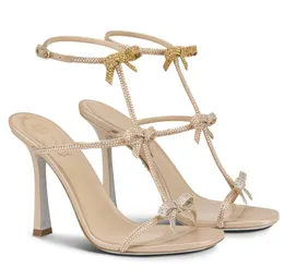 Yaz lüks caterina kadın sandal ayakkabıları kristal süslenmiş yüksek topuklu düğün, parti, elbise, akşam bayan gladiator sandalias eu35-43