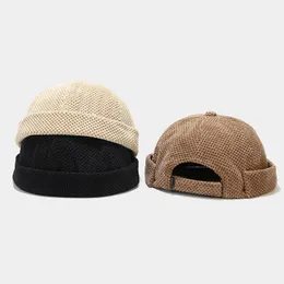 Retro Hip Hop Skull Cap For Men All-match Solid Color Dome Melon Hat Adjustable Sailor Landlord Brimless Cap HCS235