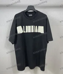 Xinxinbuy Men Designer Tee T Shirt 23ss Paris Tape Pattern Print Short Sleeve Cotton Women Black White Blue Red XS-L