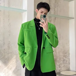 Men's Suits Fluorescent Green Inc Men Blazer Ins Cool Streetwear Classic Suit Coat Graceful Party Chaquetas Night Club Dating Tops Outerwear