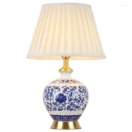 Настольные лампы синие и белые фарфоровые лампы спальня в фойе декор европейский современный китайский керамический стол с чтением свет 190180
