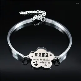 Bangle Fashion Mama rostfritt stål uttalande armband gåva silver färg smycken pulseras acero oxidable mujer b1