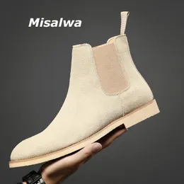 Sandali Misalwa Dropshipping Stivali da uomo Luxury Primavera / Inverno Eleganti stivali Chelsea da uomo Amanti della pelle scamosciata di mucca Taglie forti 35