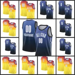 Printed 2023 All-Star Basketball Jersey Stephen Curry 30 Luka Doncic 77 Ja Morant 12 Shai Gilgeous-Alexander 2 Klay Thompson 11 Russell Westbrook 0 Shirt