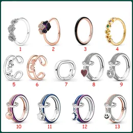 2023 Nuovo popolare anello con gemma a tre colori in argento sterling S925 Anello di connessione serie Pandora ME Anello per coppia fai-da-te