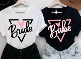 Damen-T-Shirts „Braut Babe“ mit Skript, Bachelorette-Party, digitale Designs, Schnittdateien, Brautparty, Brautjungfern, Baumwolle, kurzärmlig, Top-T-Shirts, Y2k