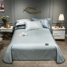 Bedding Sets Products Est Products Pure Color Bordado Gelo Seda Tapete da Cama Capata -Cases de Folha de Folha 3 PCs Luxo Prata Cinza 230321