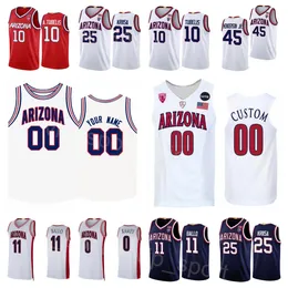 Arizona Wildcats 25 Kerr Kriisa Jersey Basquete College Basquete 3 Pelle Larsson 45 Cedric Henderson Jr 10 Azuolas tubelis 11 oumar ballo 0 Courtney Ramey costurado na camisa NCAA