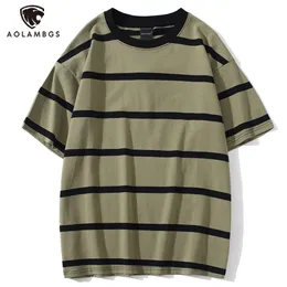 メンズTシャツaolamegs men tシャツカラーブロックプリント3色オプションのティーシャツシンプルハイストリートベーシックオールマッチ貨物