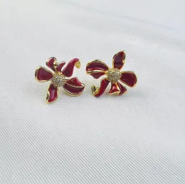 Stud Earrings 156---Nice Gift For Women Flower Earring Studs Red Enamel Ask TB Catalog