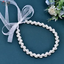 Świąteczne zapasy YouLapan Pealrs Bridal Belt Ręcznie robione z koralikami Perl Pearl Biżuter