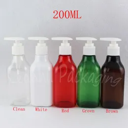 Depolama Şişeleri 200ml Losyon Pompalı Kare Plastik Şişe 200cc Şampuan / Ambalaj Boş Kozmetik Konteyner (24 PC / Lot)