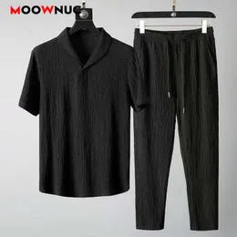 Mens Tracksuits Summer Casual Sets TShirts Pants Sportswear Jogger Male Fashion Sweatshirt Hombre Fit MOOWNUC 230321