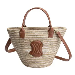 New Fashion Woven Vegetable Basket Bag Straw Bucket Bags Handbag Shoulder Messenger Bags