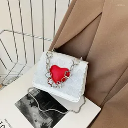 Cüzdanlar Kadın Mini Crossbody Çantalar Sevgi Kalp Pu Deri Omuz Çantaları Trend Tasarımcı Zinciri Hasp Para Çantası Tek Kare Çanta