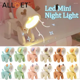 Lampes de table Mini LED Lampe de nuit animale avec support pour téléphone Cartoon Protection des yeux Rechargeable Angle réglable Home Room Decor Cadeau de Noël