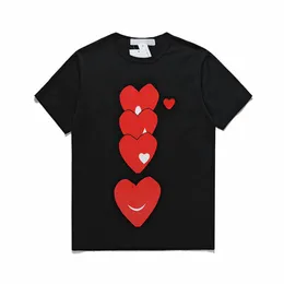 Berömd designer t-shirt röd kärlek hör tees mens kvinnor mode spela par tshirt casual kortärmad sommar t-shirts streetwear hip-hop tops broderi kläder #c011
