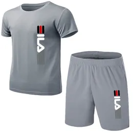 Mens Tracksuits Summer Fitness Fashion Casual Sportswear Suit Overized Sports Short Sleeve Tshirt Shorts 2 Piece Set 230321