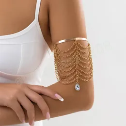Cadeia em camadas com pulseira de braço pingente de cristal para mulheres encantos de braçadeira de manguito de braço aberto da moda Presentes de jóias de moda