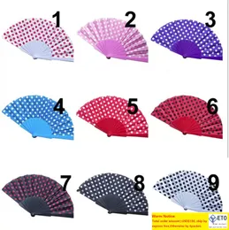 Polka Dots Design Hand Fans Spanish Style Folding Fans for Wedding Favors Party Gift with 9 Colors Available