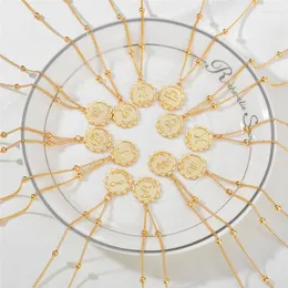 Colares pendentes 12 constelações colar de moedas pingentes de zodíaco cadeia gargantilha homens homens jóias doze horóscopo clavícula