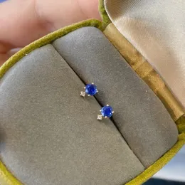 23031604 Diamondbox safira joias brincos brincos redondos estilo vintage 0,45ct pingente azul royal au750 18k ouro amarelo retangle rainha elegante presente princesa