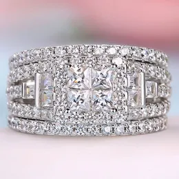 Princess Lab Diamond Finger Ring sätter vitt guldfyllt parti bröllopband ringar för kvinnor män engagemang smycken par gåva