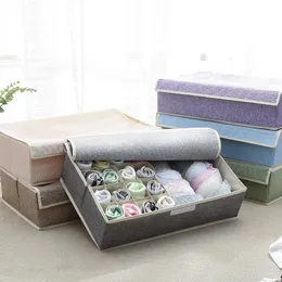 Storage Boxes Bins Drawer Bra Storage Closet Organizer Collapsible Boxes Washable Cotton Linen Finishing Box Portable With Cover Underwear Socks 230321