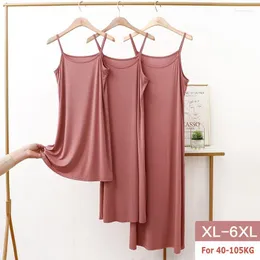 Sukienki swobodne damskie paski spaghetti modalne pełne poślizgi seksowne plecy długie pod rozmiarem XL-6xl Wewnętrzne halki