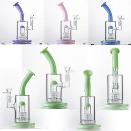 Crooked Bong Shape Hookahs Glass Bongs Dome Percolator 8 Inch Heigh Water Pipes Splash Guard With 14mm Female Jiont Birdcage Percolator 5mm tjocklek