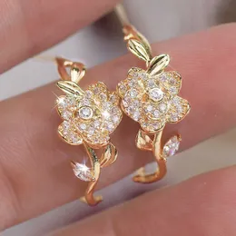 Charm Orean Luxury Rose Flower Ladies Earring Inlay Super Shine Exquisite Zircon Temperament Trend Earrings for Women Jewelry Present G230320