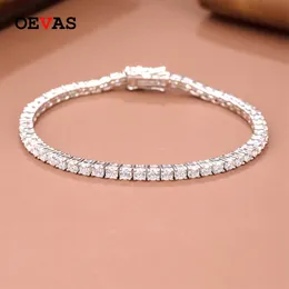 Charm Bracelets OEVAS 100% 925 Sterling Silver 3mm High Carbon Diamond Fashion Super Flash Tennis Bracelet Fine Jewelry Gift Wholesale 230320