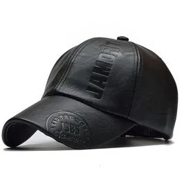 ボールキャップ男性用の高品質のレザーキャップソリッドウィンターパス野球帽ブランドハットボーンマスクリノフィットハット230320