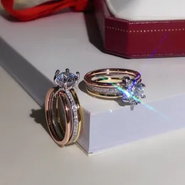 Diamantas Legendas tocam três anéis para o designer de mulheres para homem diamante 925 prata banhado 18k t0p qualidade reproduções oficiais de luxo jóias requintadas 007