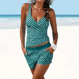 Women's Swimwear Dots Two Piece Swimsuit 2023 Conservative Women Shorts Tankini Push Up Plus Size Bathing Suit Beachwear