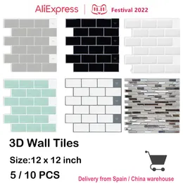 Adesivos de parede 510pcs 3d Adesivo de cozinha à prova d'água 1212 polegadas Peel e peles de bastão de papel 230321