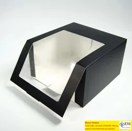 Present Wrap Black Paper Folding Box Hatts Packing Boxes Party Box med PVC -fönster