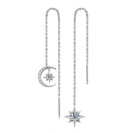 Cucciale per auricolare Iogou Star Moon 3mm 5mm VV VVS Orecchini a goccia a catena lunga per donne 925 Gioielli di fidanzamento originale in argento sterling 230320