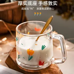 Vinglas Söta kreativa bärbara blommakoppar runda kaffekoppar och muggar som dricker vattenbotten Szklanki Drinkware