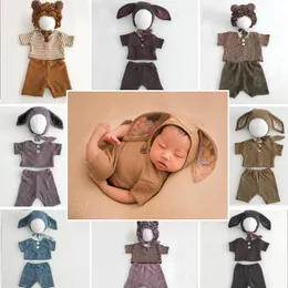 Kleidungssets 3pcs Set Baby Fotografie Kleidungsstücke Strick Kaninchen Hasen Neugeborene Kleinkindfoto Kostüme Langes Ohren Hemd Huthosen Outfits Z0321