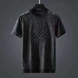 Camisetas masculinas moda estilo étnico bordado escuro bordado lotus petal