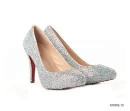 SS002 in Stock Silver Silvine Wedding Shoes Height 12 14 16 cm Crystals Beads Pumps High Heals Bridal Shoes1541170