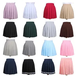 التنانير السيدات للسيدات kawaii pleated cos macarons solid color thight ceist skirt leather corean corean harajuku clothing for women casual