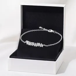 Pandora için Pırıl Pırıl Sonsuz Kalpler Zincir Bileklik 925 Sterlling Gümüş El Zinciri Düğün Takı Kadınlar Kız Arkadaşı Hediye Tasarımcı Bilezik Orijinal Kutu