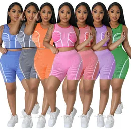 2023 Summer Designer Tute da donna Pantaloncini a due pezzi Set Sexy Crop Top Canotta e pantaloncini Abiti da yoga Tuta da jogging