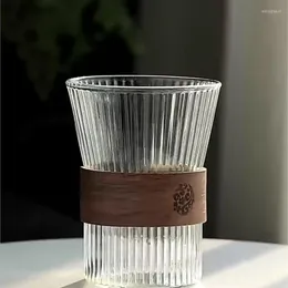 Vinglas med kreativ transparent randig kopp glas hängande örat kaffe 310 ml europeisk stil storkapacitet bärbart te 1pcs lc607