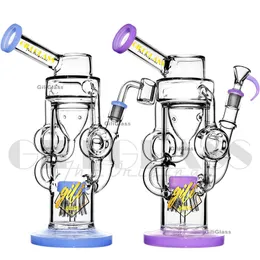 11 inches Recycler Hookah dab rig Delicate Perclator Glass Water Bong with quartz nail recycler pipe Oil Rigs Smoking Pipes with smoking accessories