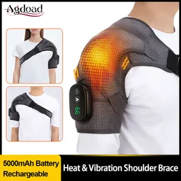 바디 브레이스는 전위 어깨 통증 릴리프 전기 진동 마사지 가열 어깨 패드 230321을위한 Agdoad 충전식 가열 된 어깨 브레이스를 지원합니다.